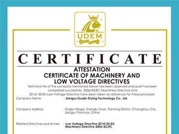 Spray drying CE certificate